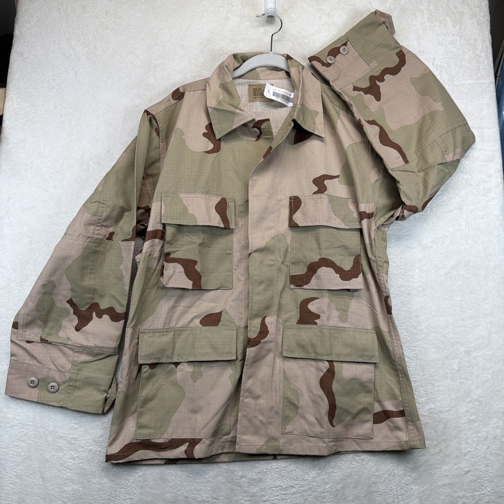 US Military DCU 3 Color Desert Camo Ripstop Combat Coat Medium Short NOS